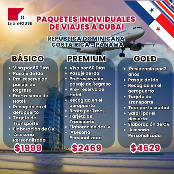 Paquetes individuales de viajes a Dubai (Rep. Dominicana-Costa rica-Panamá)