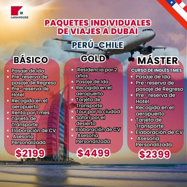 Paquetes individuales de viajes a Dubai (Perú-Chile)